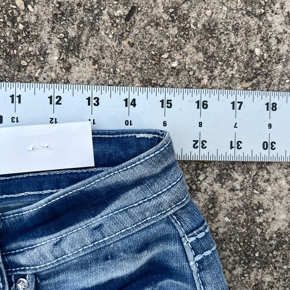 Sky Women's Light Blue Boot Cut Jeans with Red Embroidery and Bling Pockets - Picture 7 of 11